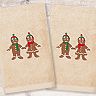 Linum Home Textiles Christmas 2-pack Gingerbread Embroidered Luxury Turkish Cotton Hand Towels