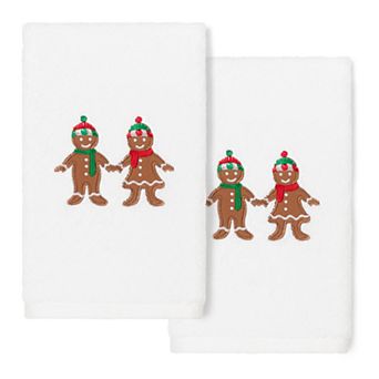 Linum Home Textiles Christmas 2-pack Gingerbread Embroidered Luxury Turkish Cotton Hand Towels