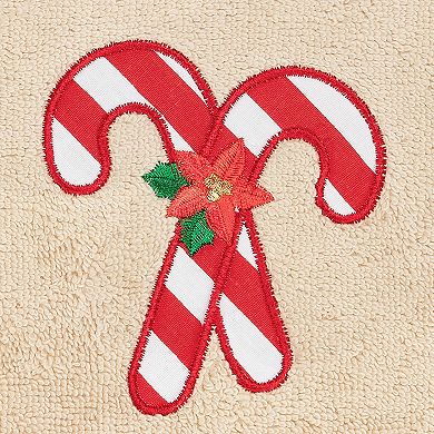 Linum Home Textiles Christmas 2-pack Candy Canes Embroidered Luxury Turkish Cotton Hand Towels