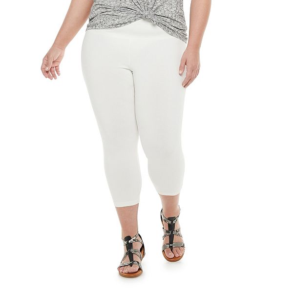 Women's plus size hot sale white capri leggings