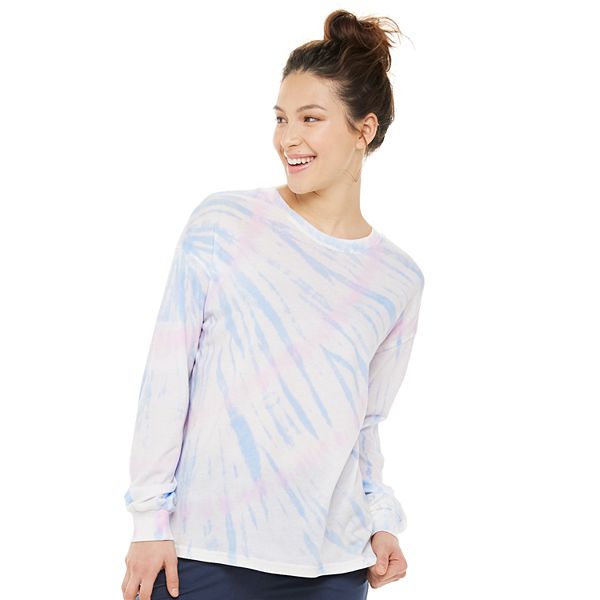 Juniors' SO® Oversized Tie-Dyed Long Sleeve Tee