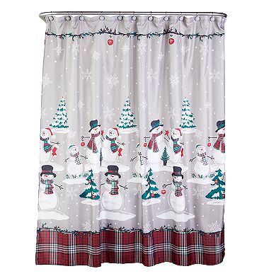 Saturday Knight, Ltd. Plaid Snowman Shower Curtain & Hook Set
