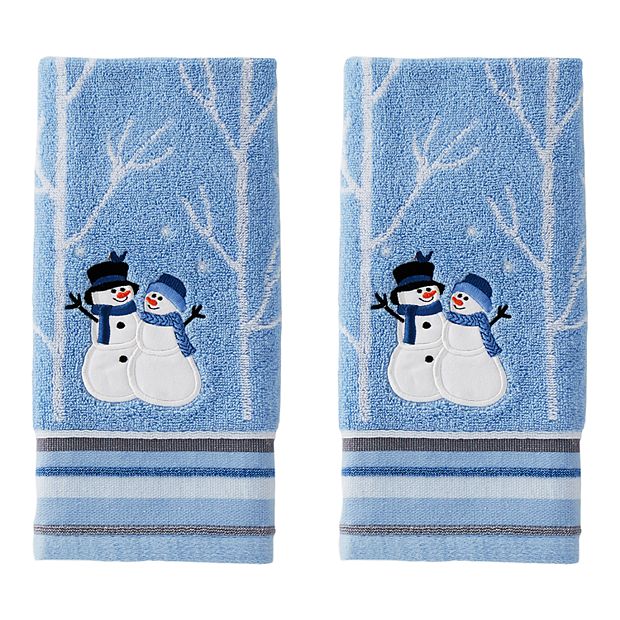 Holiday Time, Snow Much Fun 2-Pack Holiday Hand Towel Set, Blue, 15 x 25,  2 Pack 