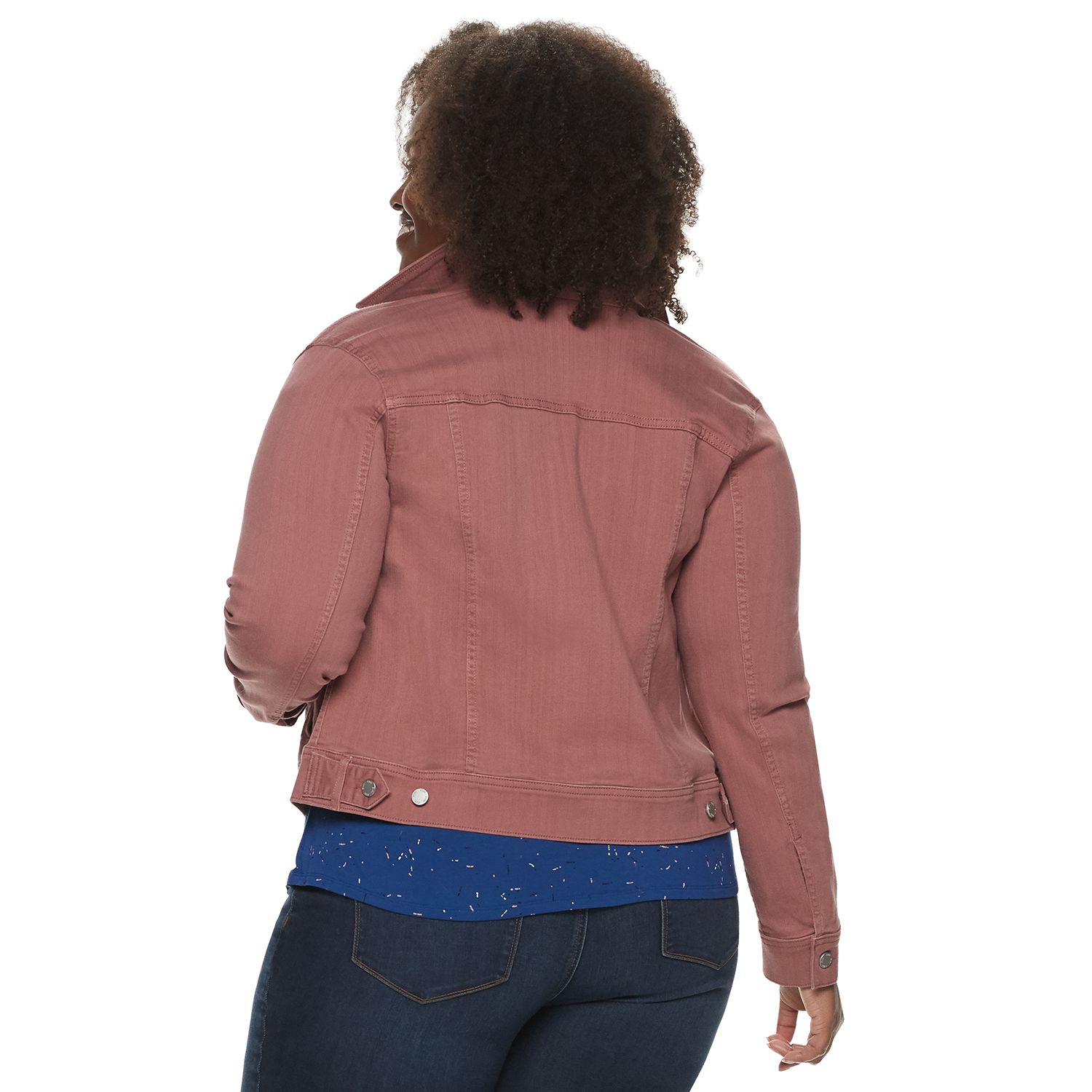 red plus size jean jacket