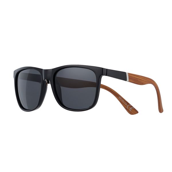 Men's Apt. 9® Polarized Black Textured Wood Polarized Sunglasses