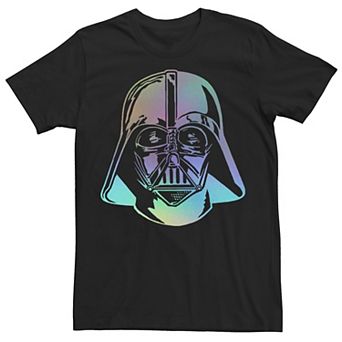 Men's Star Wars Darth Vader Big Face Neon Rainbow Helmet Tee