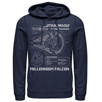 Men's Star Wars Millennium Falcon Grey Schematics Hoodie