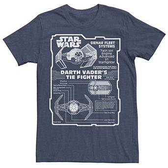 Men's Star Wars Darth Vader Tie Fighter Schematic Tee