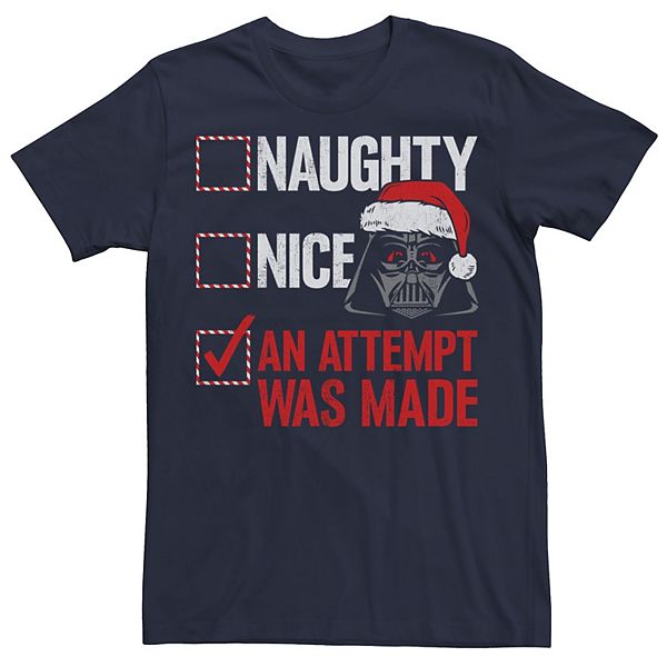 Men's Star Wars Darth Vader Naughty or Nice Checklist Portrait Tee