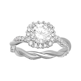 PRIMROSE Sterling Silver Cubic Zirconia Square Twisted Band Ring