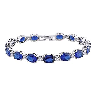 Stella Grace Sterling Silver Lab-Created Blue & White Sapphire Bracelet