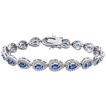 Stella Grace Sterling Silver Lab-Created Blue & White Sapphire Tennis Bracelet