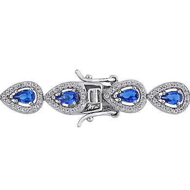 Stella Grace Sterling Silver Lab-Created Blue & White Sapphire Tennis Bracelet