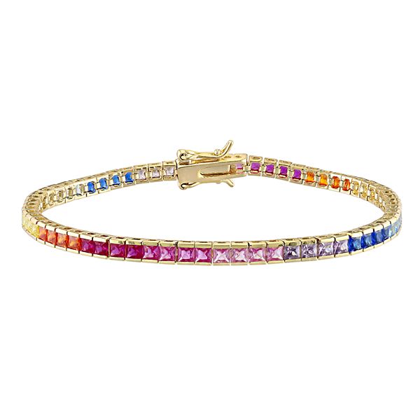 18K Gold Rainbow Tennis Bracelet