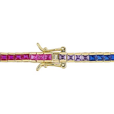Stella Grace 18k Gold Over Silver Multicolored Cubic Zirconia Tennis Bracelet