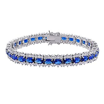 Stella Grace Sterling Silver Lab-Created Blue & White Sapphire Bracelet