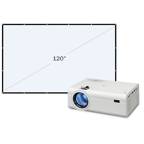GPX Mini Projector with 120Inch Foldable Screen