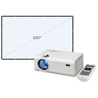 GPX Mini Projector with 120-Inch Foldable Screen