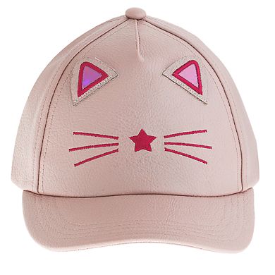 Girls 4-16 Elli by Capelli Star Kitty Faux Leather Baseball Hat with 3D Holograthic Ears