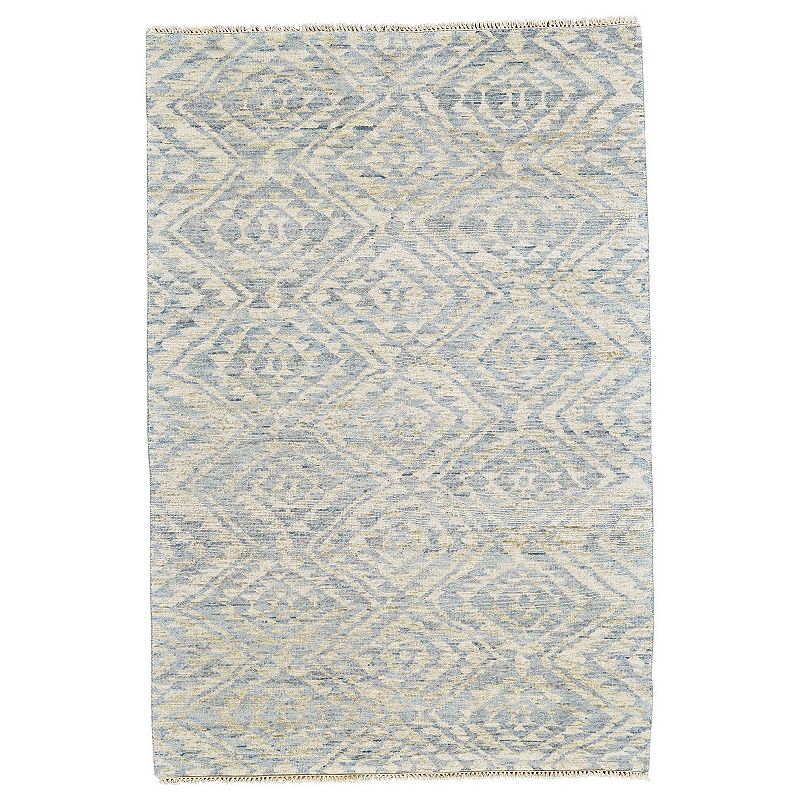 Weave & Wander Shadan Geometric Area Rug, Blue, 5.5X8.5 Ft