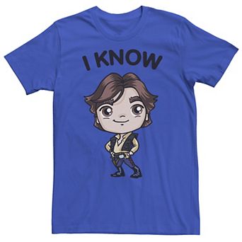 Men's Star Wars Han Solo Cartoon "I Know" Graphic Tee