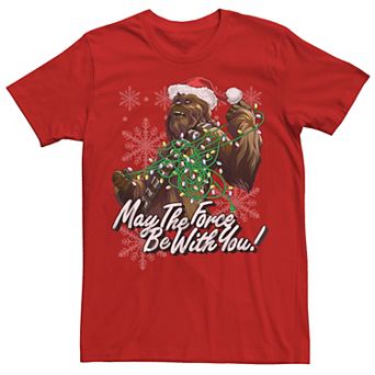Men's Star Wars Chewbacca Tangled Christmas Lights Graphic Tee