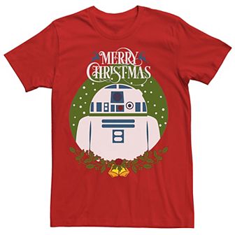 Men's Star Wars R2-D2 Merry Christmas Wreath Bells Tee
