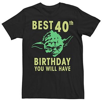Men's Star Wars Yoda Best 40th Birthday You Will Have Stencil Tee