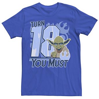 Men's Star Wars Yoda Turn 18 You Must Rebel Logo Portrait Tee