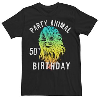 Men's Star Wars Chewbacca Party Animal 50th Birthday Graphic Tee