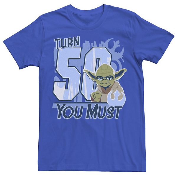 Men's Star Wars Yoda Turn 50 You Must Rebel Logo Portrait Tee