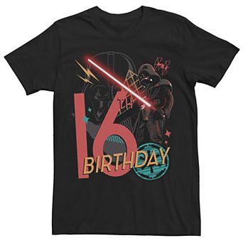 Men's Star Wars Darth Vader 16th Birthday Abstract Background Tee