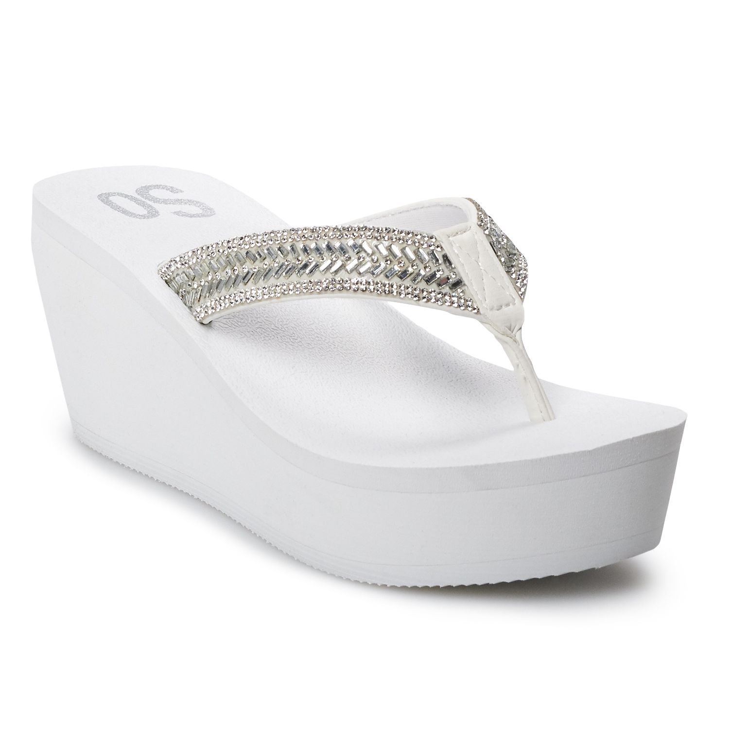 womens white wedge flip flops