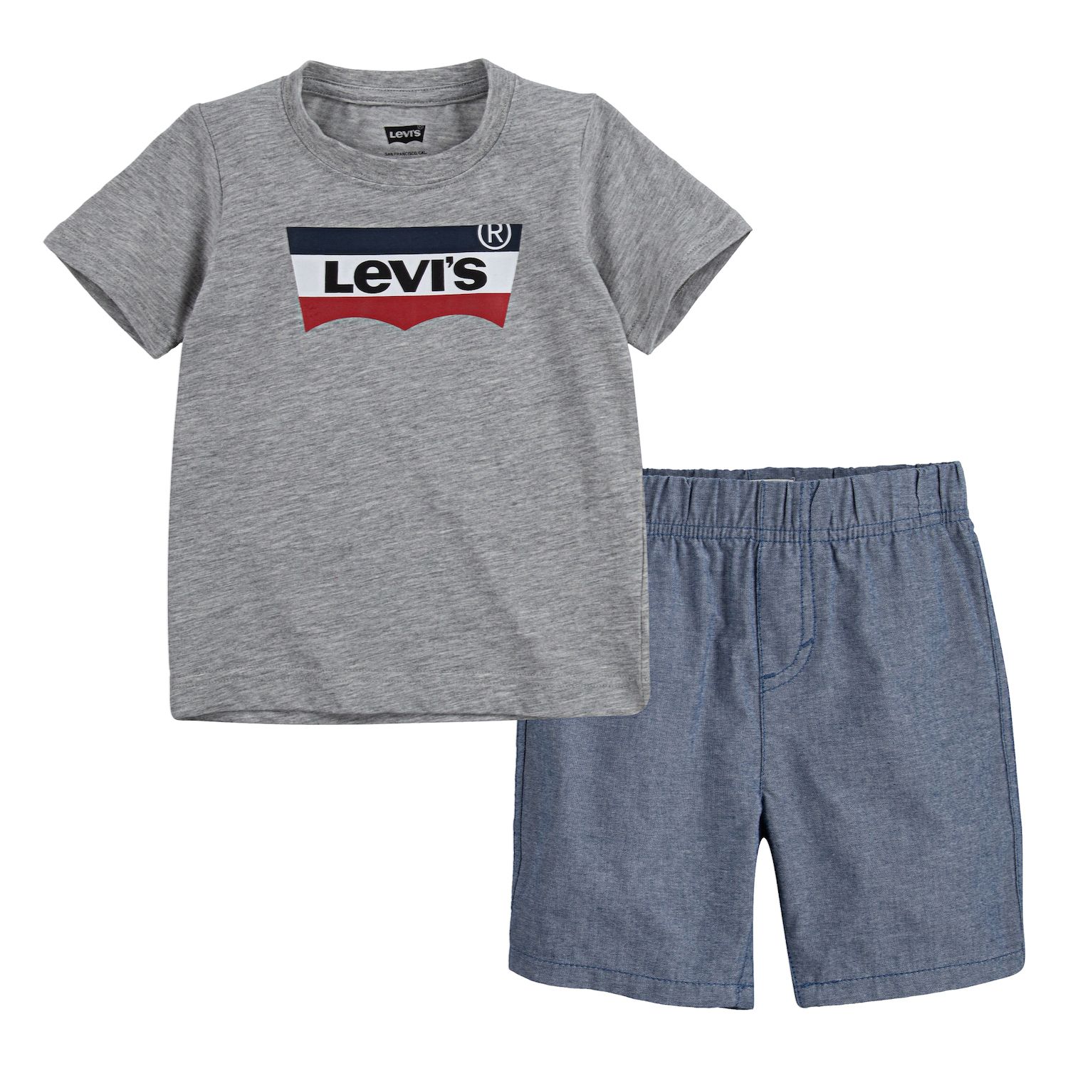 Image for Levi's Baby Boy Batwing Graphic Tee & Chambray Shorts Set at Kohl's.
