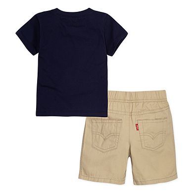 Baby Boy Levi's® 2-Piece Batwing T-Shirt & Twill Shorts Set