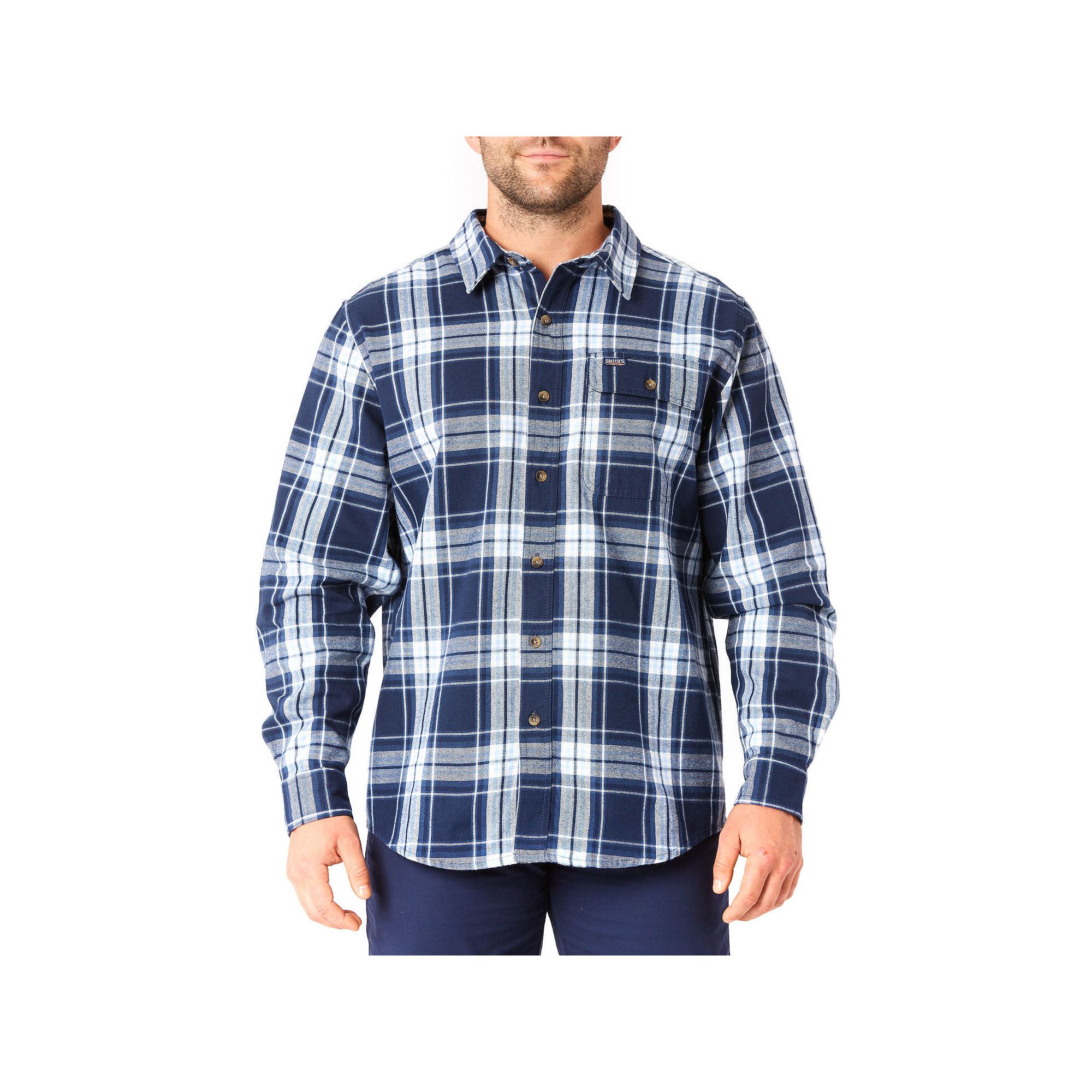 Mens Smiths Workwear Buffalo Plaid Flannel Button-Down Shirt, Size: XXL, 