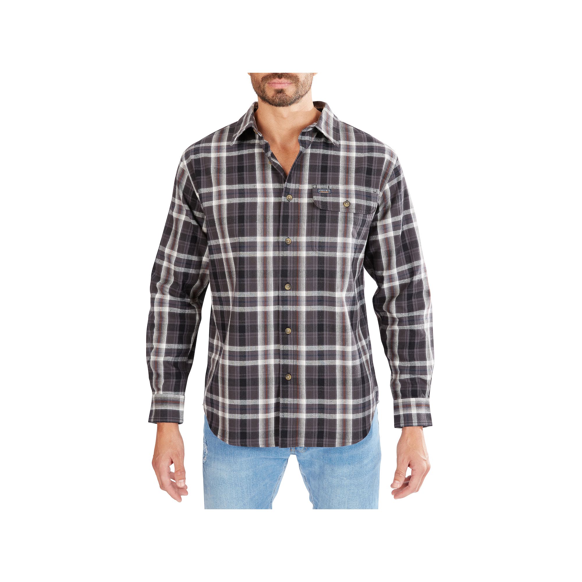Mens Smiths Workwear Buffalo Plaid Flannel Button-Down Shirt, Size: XXL, 