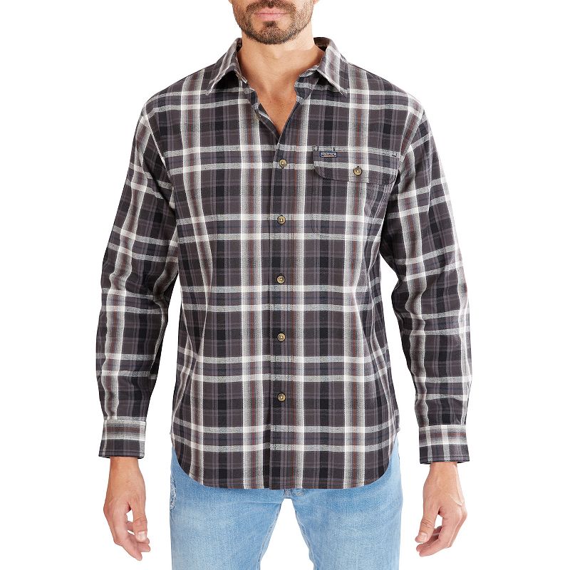 Mens Smiths Workwear Buffalo Plaid Flannel Button-Down Shirt, Size: Mediu