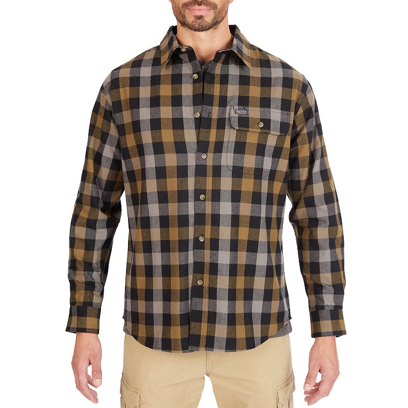 Mens Smiths Workwear Buffalo Plaid Flannel Button-Down Shirt, Size: Mediu