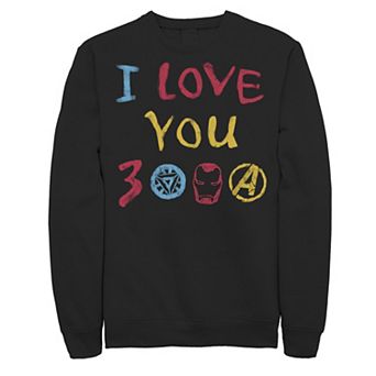 Men's Marvel Avengers Endgame I Love You 3,000 Colorful Text Logo Sweatshirt