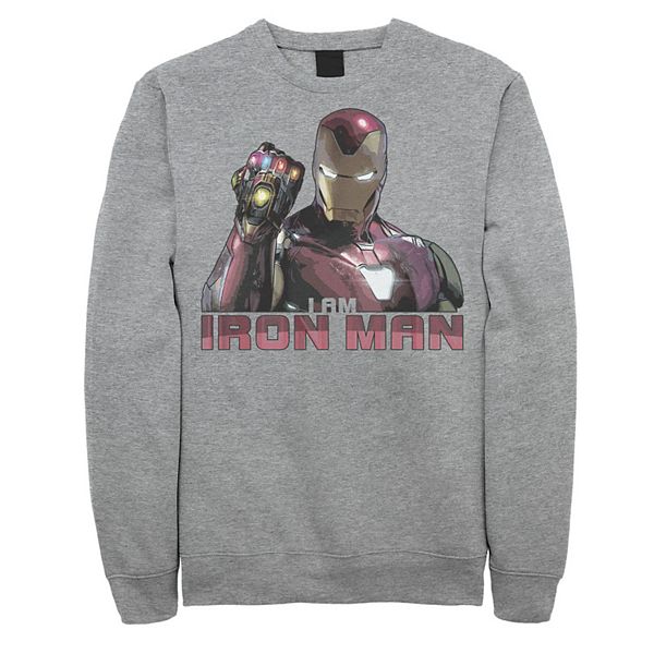 Men's Marvel Avengers Endgame I Am Iron Man Movie Quote Portrait Sweatshirt