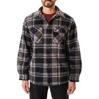 Men's Smith's Workwear Sherpa-Lined Plaid Microfleece Shirt Jacket