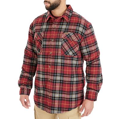 Men's Smith's Workwear Plaid Sherpa-Lined Cotton Flannel Shirt Jacket