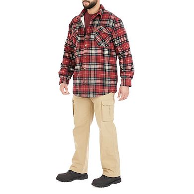 Men's Smith's Workwear Plaid Sherpa-Lined Cotton Flannel Shirt Jacket