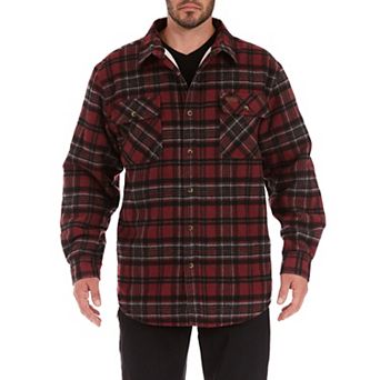 Men's Smith's Workwear Plaid Sherpa-Lined Cotton Flannel Shirt Jacket