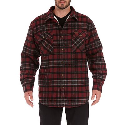 Smith's Workwear Men's Sherpa-Lined Cotton Flannel Shirt Jacket, Large