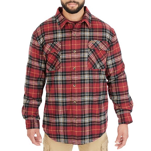 Men's Smith's Workwear Plaid Sherpa-Lined Cotton Flannel Shirt Jacket