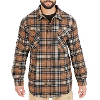 Men's Smith's Workwear Plaid Sherpa-Lined Cotton Flannel Shirt Jacket