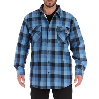 Men's Smith's Workwear Plaid Sherpa-Lined Cotton Flannel Shirt Jacket