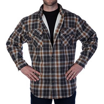 Men's Smith's Workwear Plaid Sherpa-Lined Cotton Flannel Shirt Jacket